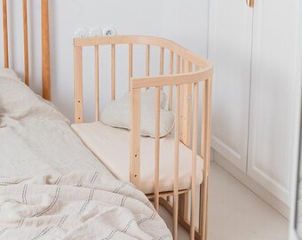 For BabyBay Bedside Cribs, Organic Muslin Fitted Sheet, Crib Bedding, Custom Size / Shape