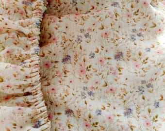 Sábana ajustable de muselina para cuna Cottagecore: ropa de cama de algodón orgánico hecha a mano con flores