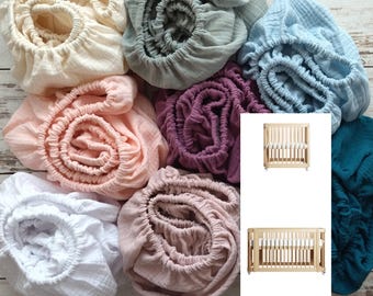 Sábanas ajustables de muselina de algodón orgánico para cuna Nestig Wave (minicuna y cuna matrimonial), ropa de cama para bebé hecha a mano.