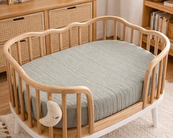 Custom Size Organic Muslin Fitted Sheet: Baby Crib, Bassinet, Old Cradle