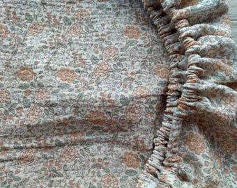 Organic Muslin Fitted Crib Sheet: Vintage Floral Bassinet Bedding