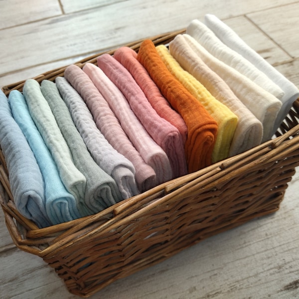 Mélange de débarbouillettes pour bébé, débarbouillettes en mousseline bio, lingettes réutilisables en coton, lingette de bain douce, parfait pour les mains/le visage de bébé