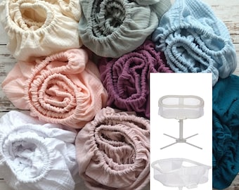 Halo Bassinet Fitted Sheets, Bedside Sleeper Organic Muslin Sheet, Baby Bassinest / Crib Cotton Sheets