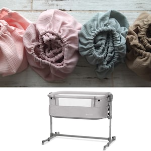 Sábana de muselina para cunas Kinderkraft / Sábanas para cunas de bebé / Sábana ajustable para tamaño personalizado / Ropa de cama de algodón orgánico para cunas