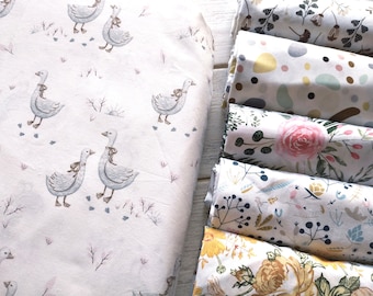 Sábana ajustable para cuna, minicuna, cuna de noche y cuna ovalada. Sábanas retro de algodón hechas a mano con estampado floral vintage.