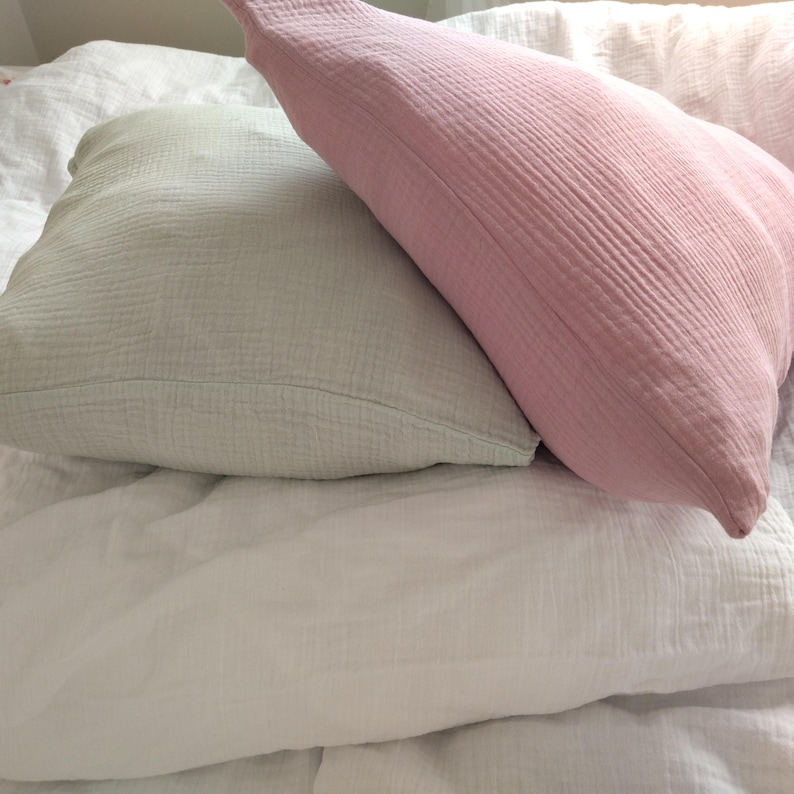 Organic Muslin Pillowcase: Custom Size Double Gauze Cotton Baby Pillow Cover image 2