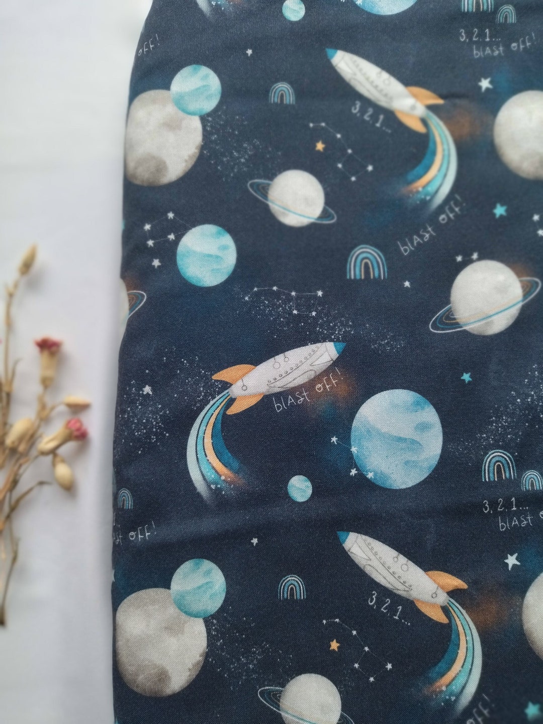 SALE Bamboo Fitted Crib Sheet, Navy Space Nursery Sheets,