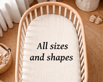 Custom Size Baby Crib Sheet: Organic Muslin Cotton Fitted Bassinet Sheets