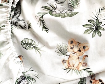 Animals Cotton Baby Crib Fitted Sheet, Handmade Cot Sheet