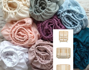 Organic Muslin Fitted Crib Sheet for Stokke Sleepi: Handmade Baby Bedding V2 / V3 version