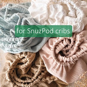 Babymuslin-dra-på-lakan: SnuzPod 2/4/5, SnuzKot, bomullslakan för spjälsäng