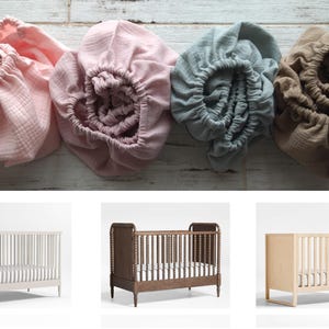 Baby Crib Fitted Sheet, Organic Muslin HandMade Sheets / Mini Crib / Cot Sheet / Toddler Cotton double gauze Sheet, Nursery Bedding