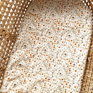 Floral Muslin Crib Sheet: Handmade Baby Bassinet Fitted Cotton Sheet