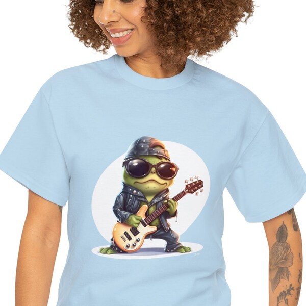 Tshirt FROG ROCK STAR playing guitar unisex for men and women Frosch frog 025