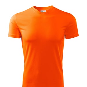 Neon orange men&#39;s MTB tshirt for bicycle cycling - High visibility neon color