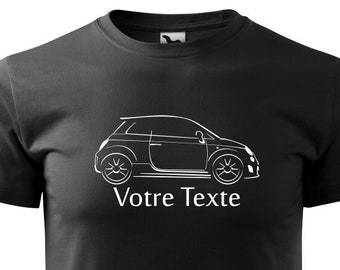 Tshirt with FIAT 500 595 695 silhouette customizable t-shirt