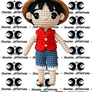 Häkelanleitung Ruffy One Piece Amigurumi italiano english