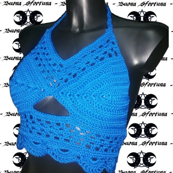 Crop Top blu sirena uncinetto - Crochet mermaid blue crop top