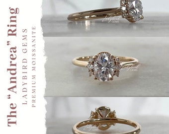 Oval Brilliant Cut Moissanite Engagement Ring 