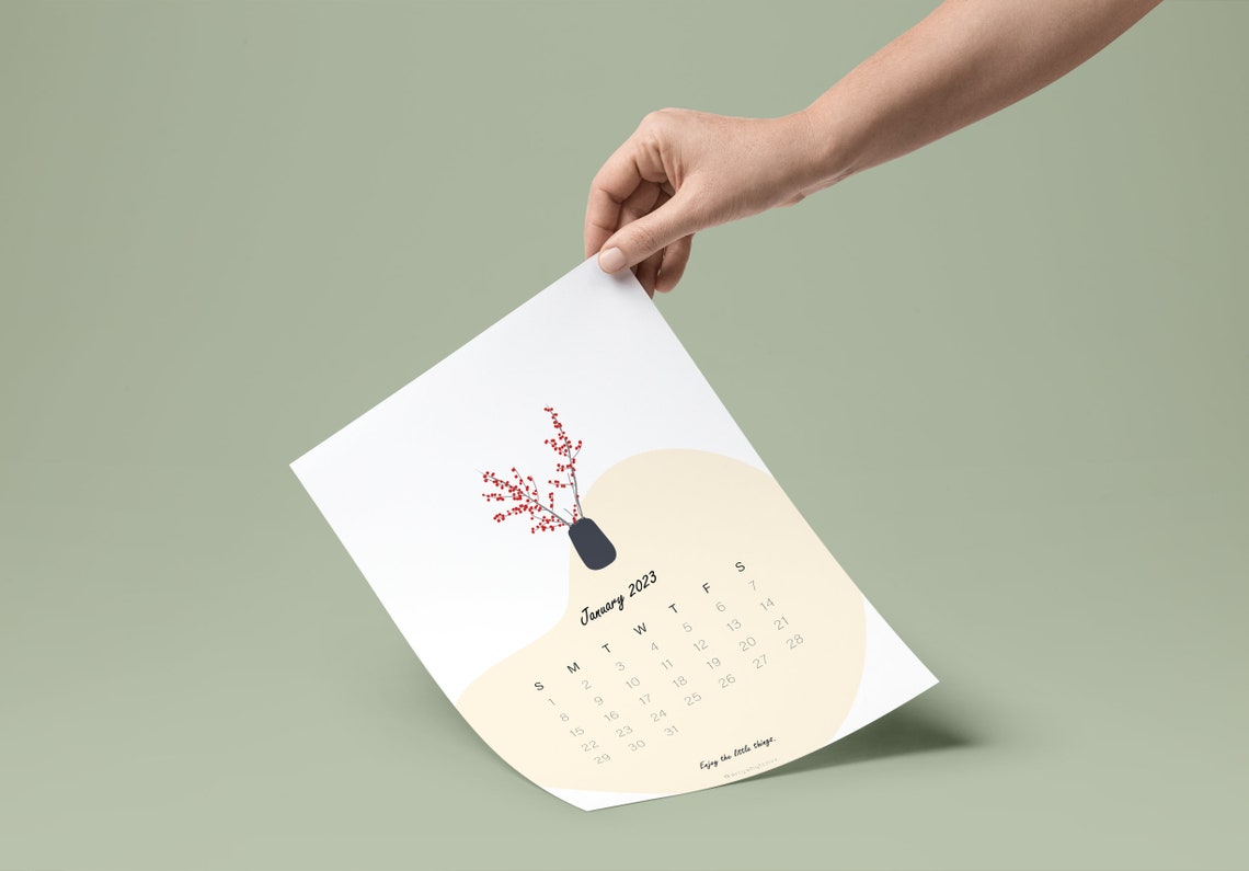 Printable A4 2023 Calendar Wall Calendar Minimalist Pots - Etsy