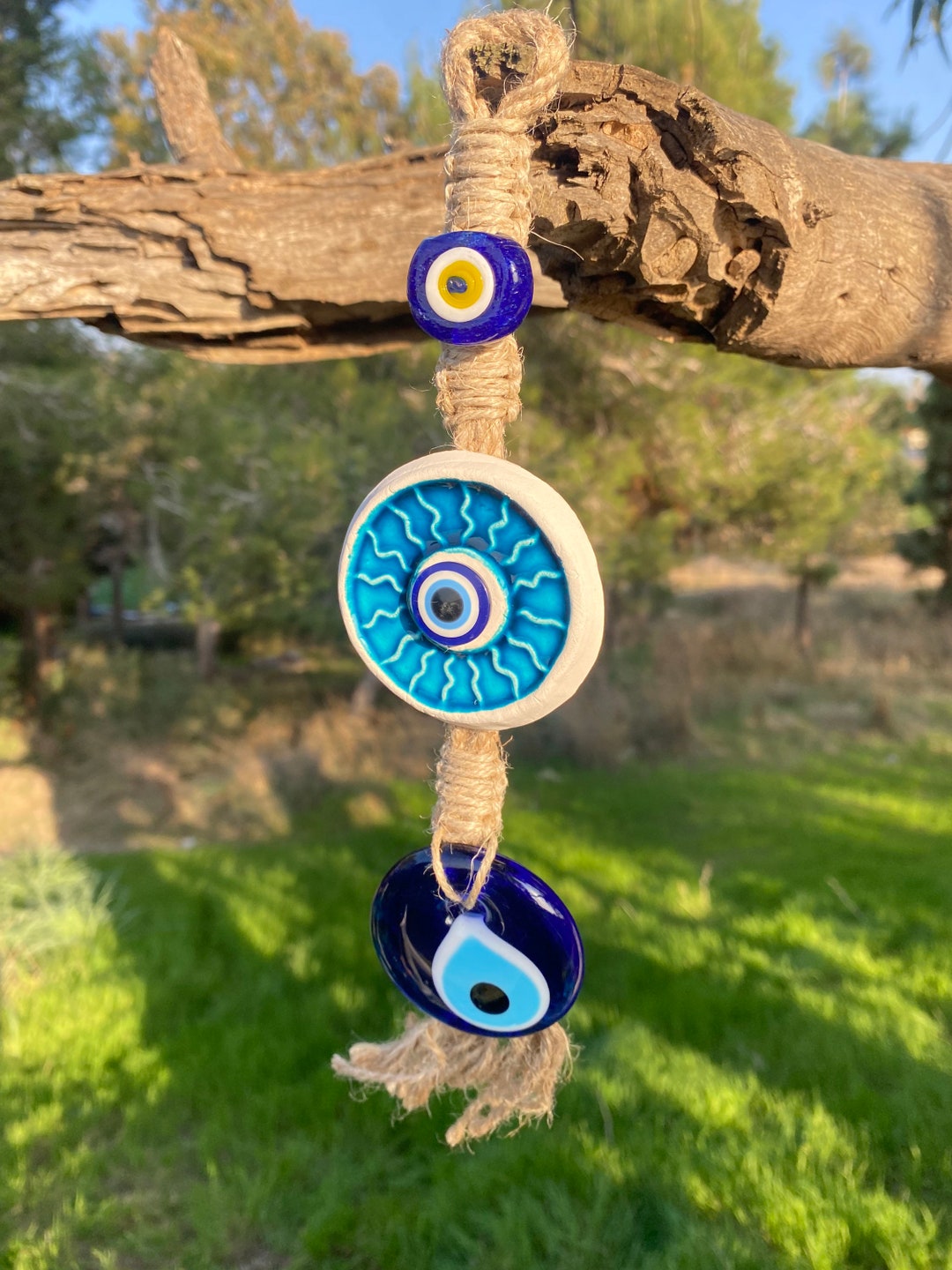 Blue Paint Handmade Evil EYE Wall Hanging Home Design Wall Kitchen