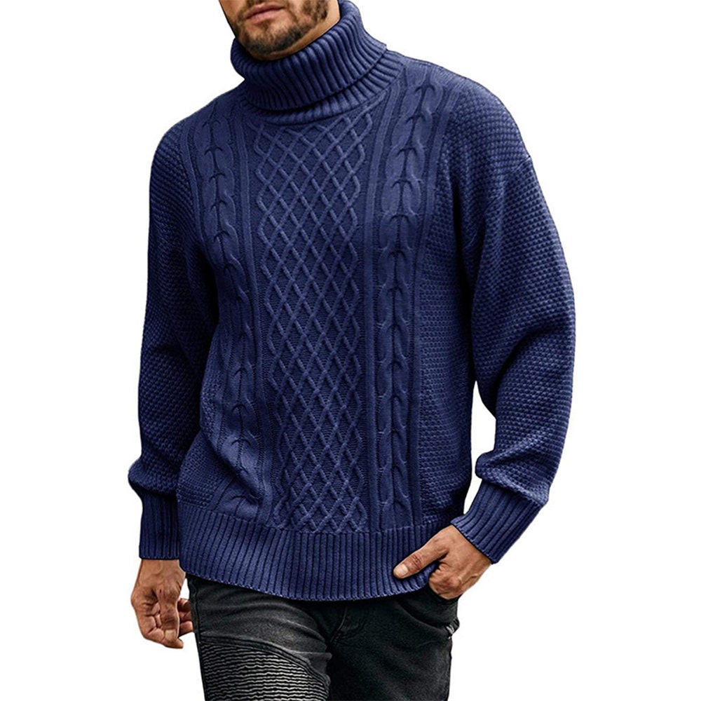 Men s Knitted Turtleneck Sweater Etsy