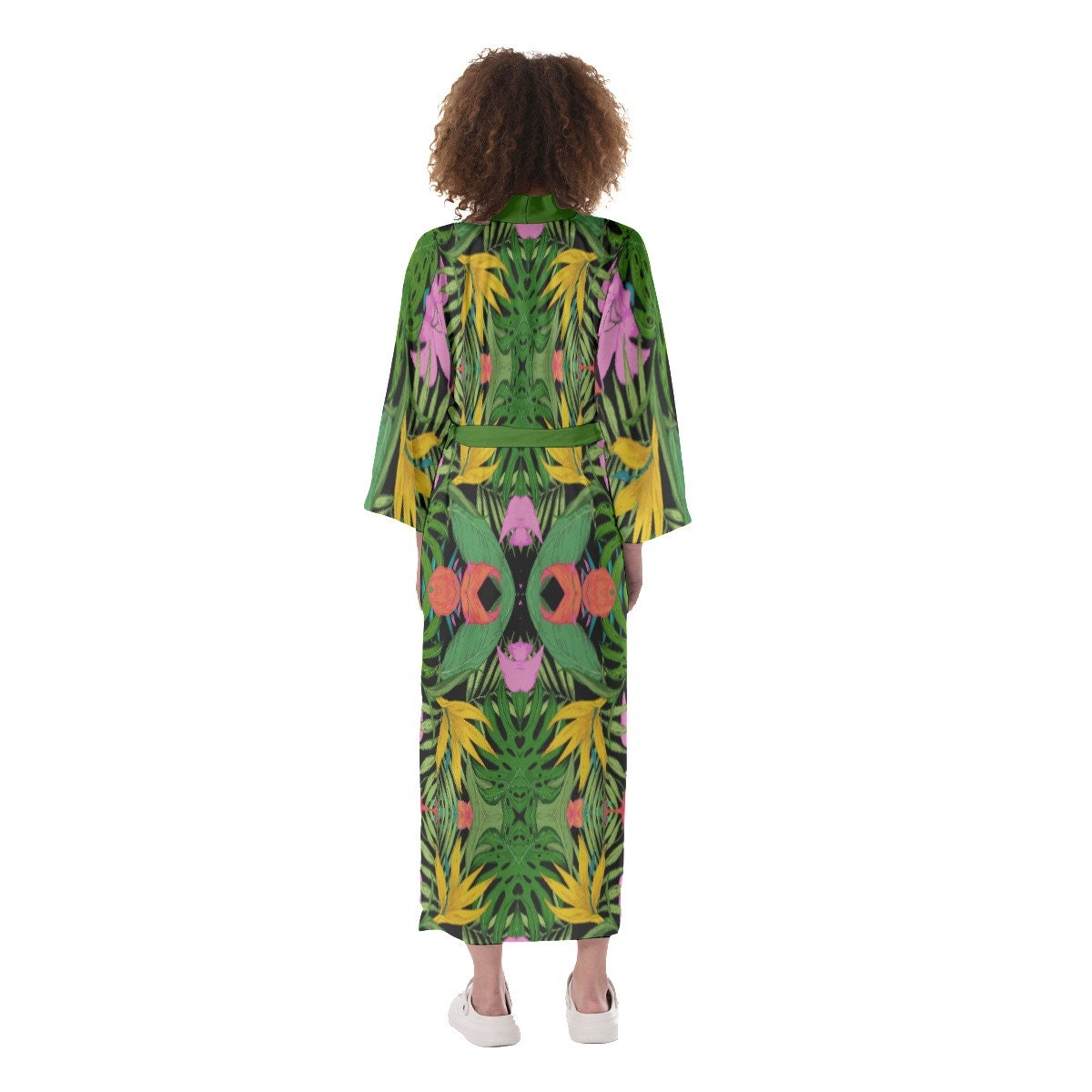Giraffe Printed Satin Kimono Robe