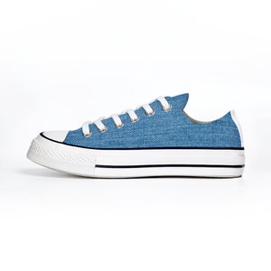 Unisex Low Top Canvas Shoes Denim Look