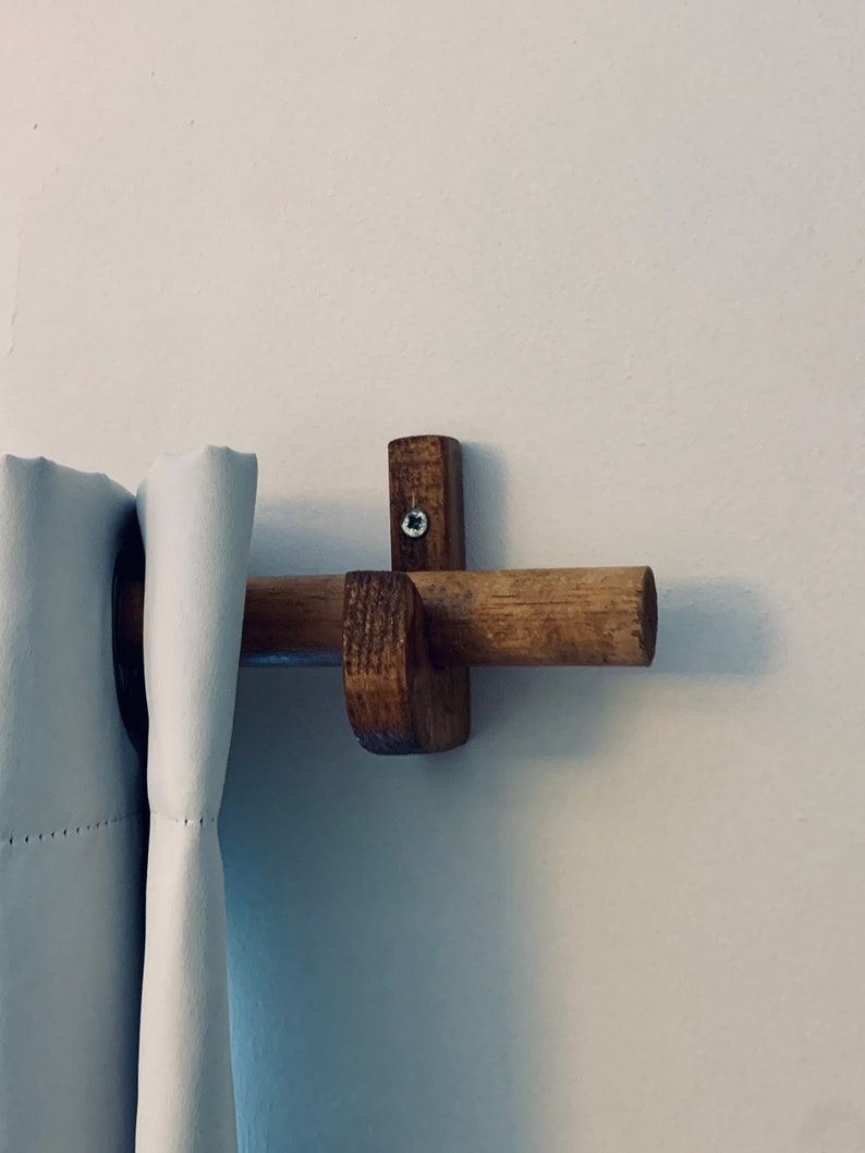 2 X Vintage Wooden Curtain Pole Holder Bracket 28mm 32mm Etsy UK