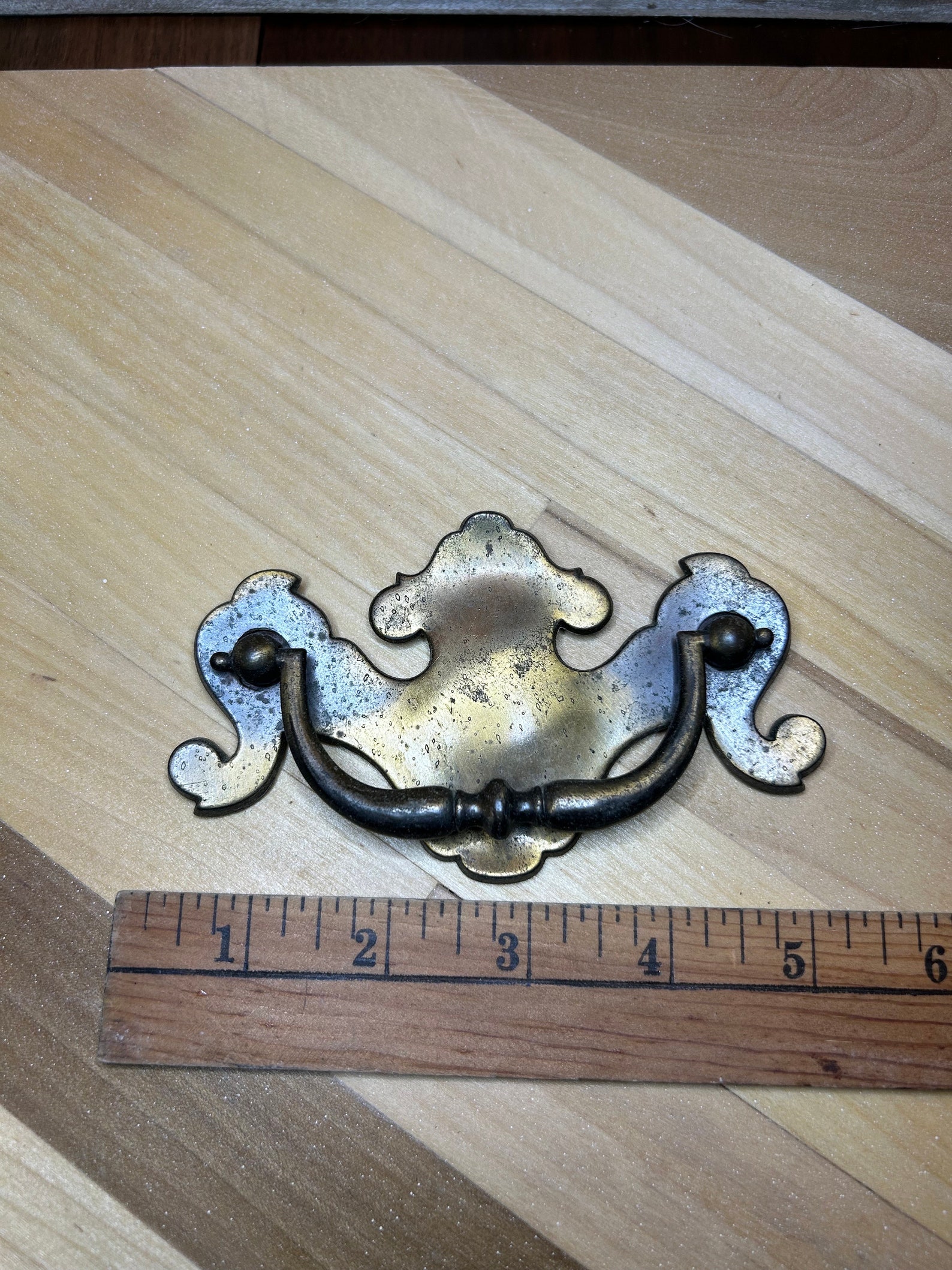 Vintage Brass Drawer Handles, Batwing Dresser Handles, Ethan Allen