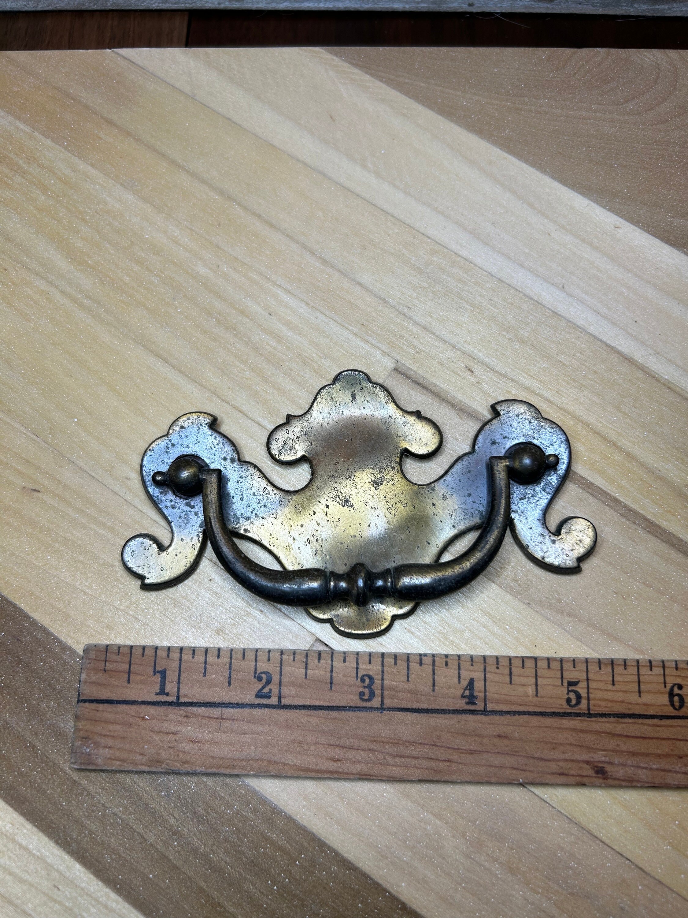 Vintage Brass Drawer Handles, Batwing Dresser Handles, Ethan Allen