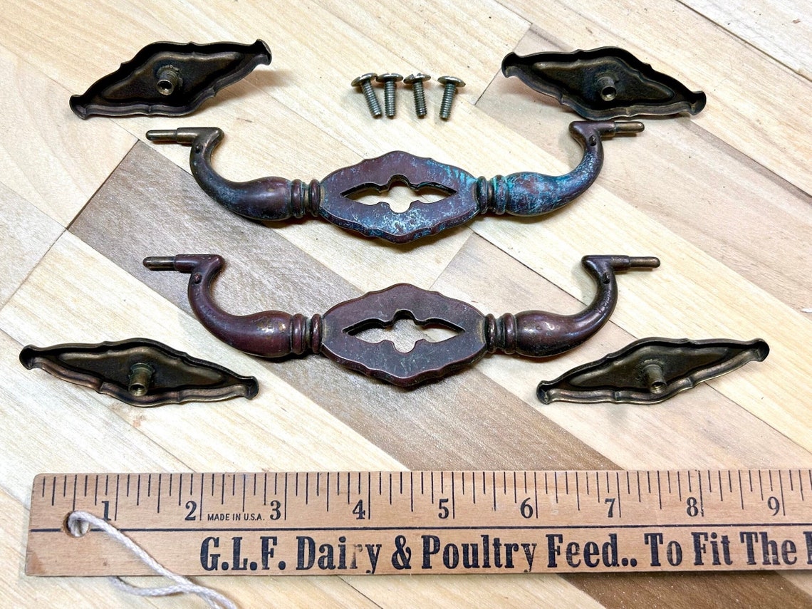 Vintage Brass Drawer Handles, MCM Dresser Handles, Thomasville Dresser