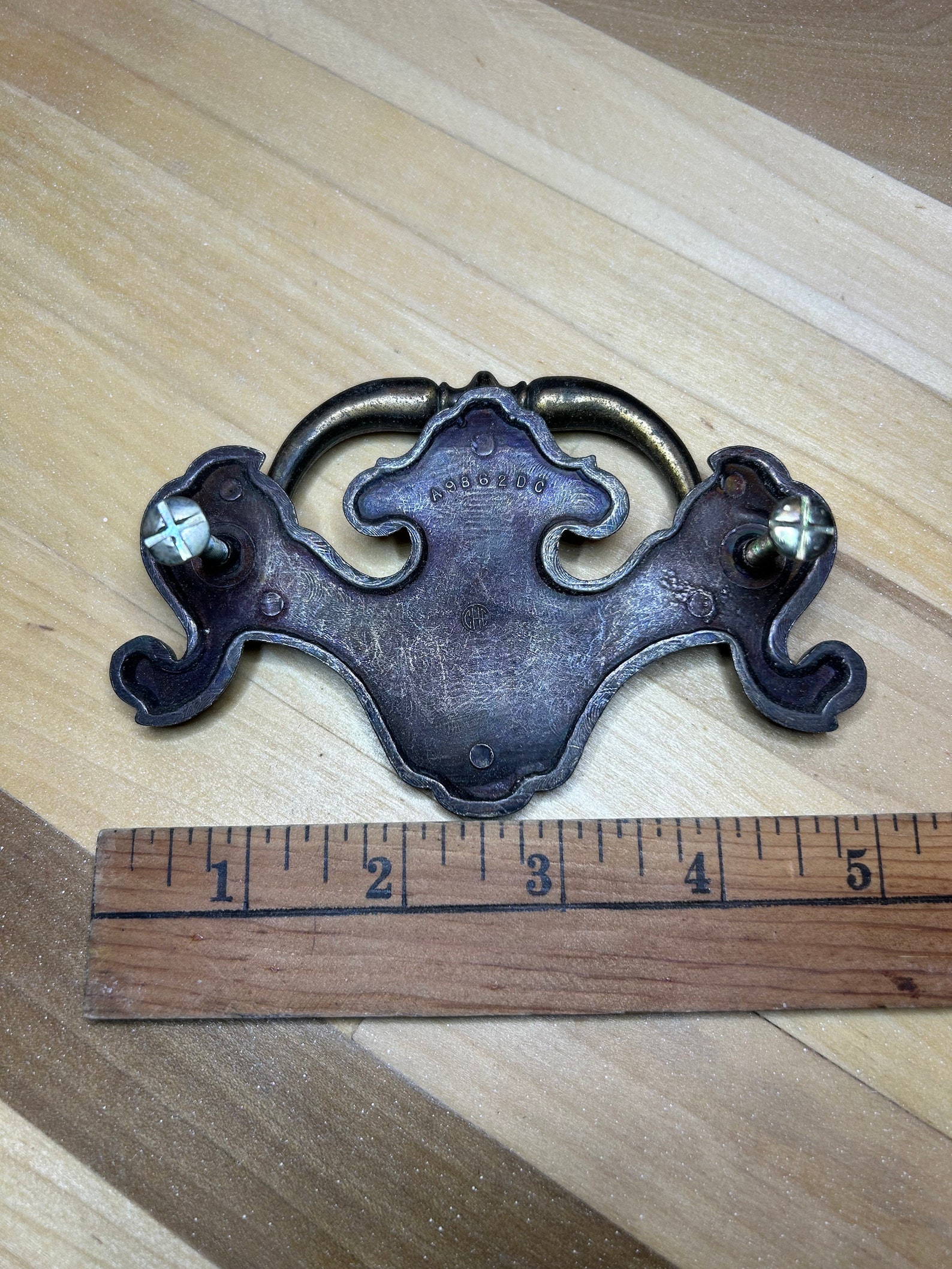 Vintage Brass Drawer Handles, Batwing Dresser Handles, Ethan Allen