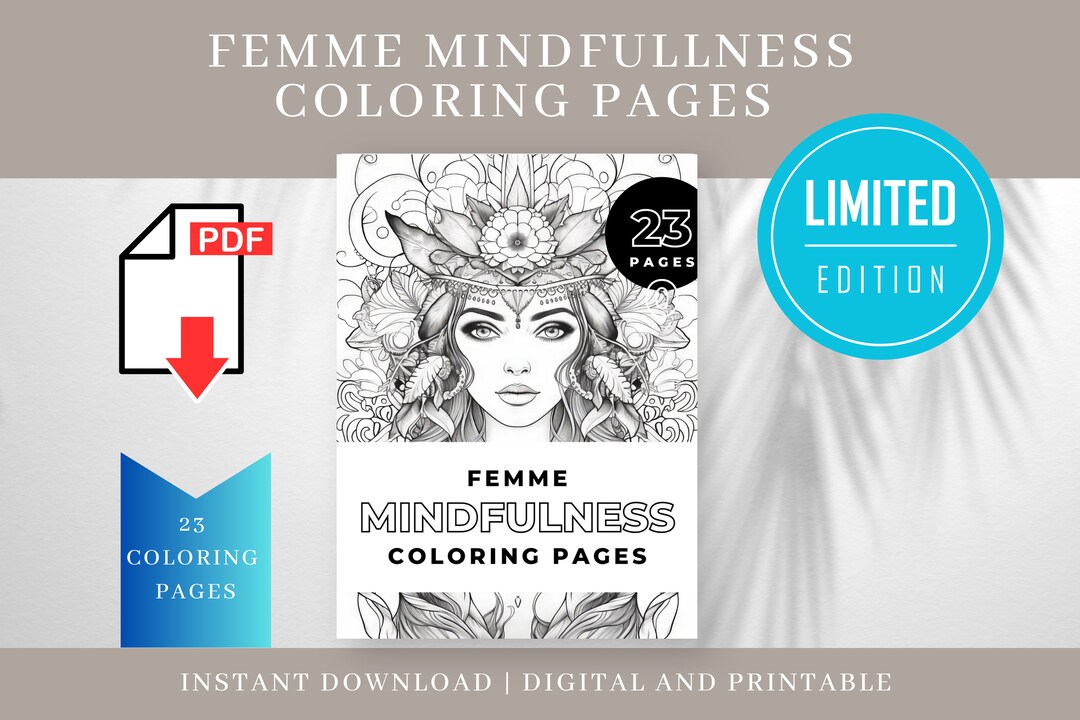 Femme Mindfulness Coloring Pages PDF Printable - Etsy