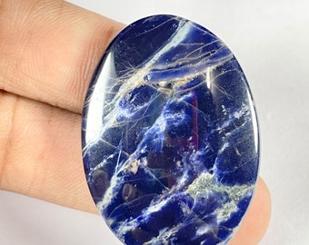 Geweldige kwaliteit sodaliet natuurlijke edelsteen / hoogwaardige blauwe sodaliet losse cabochon / ovale vorm / 43x31x7 mm / voor het maken van sieraden