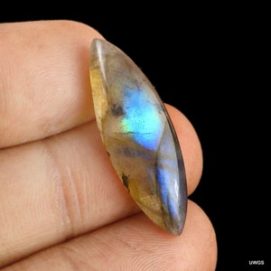 Natural Labradorite Gemstone Handmade Marquise Shape Cabochon Blue Fire Gemstone Loose Gemstone Making For Jewelry Size 31x11x6mm 14.85Ct