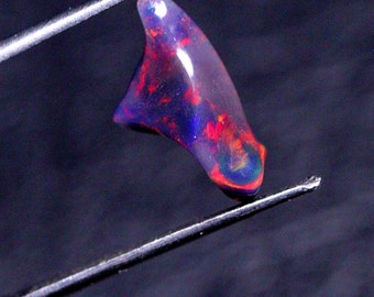 Natural Ethiopian Black opal polished Rough, Black Raw Opal, Rainbow Fire Opal, Specimen Raw October Birthstone Gemstone Size 15x7mm 1.90 Ct