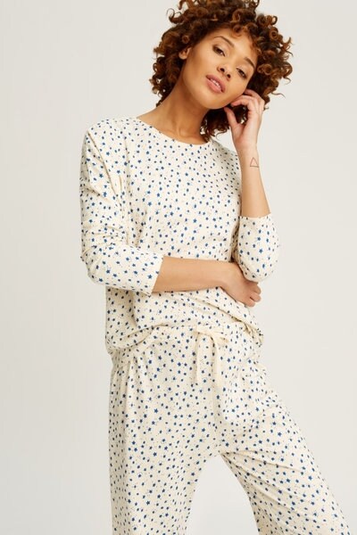 People Tree Womens Galaxy Print Pyjama Long Sleeve Top 