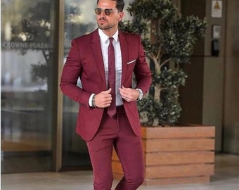 メンズスーツ メンズ バーガンディ フォーマル ファッション スリム