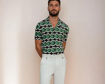 Pantalones acampanados blancos para hombre: pantalones formales a medida con corte acampanado