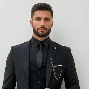 Mens Black Three Piece Suits Designer Wedding Dinner Party Wear Suit Perfect Gift For Him