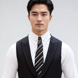 Elegant Black Double Breasted Waistcoat and Pant: Men&#39;s Wedding Groomsmen Suit