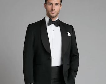 Men's Black Tuxedo Blazer: Elegant Wedding Groom Jacket