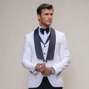 Men Stylish Designer White Three Piece Suit For Wedding Engagement Anniversary Prom Wear And Grooms Men Suit