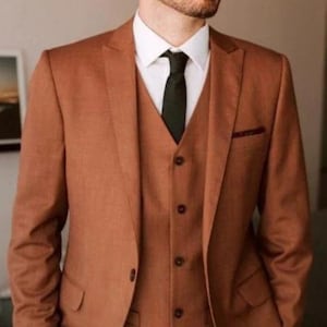 Men&#39;s Rust Sim Fit Suit Three Piece Wedding Suit Engagement Suit Formal Fashion Event Suit Dinner Suit Bespoke Elegant Suits Party Wear Suit