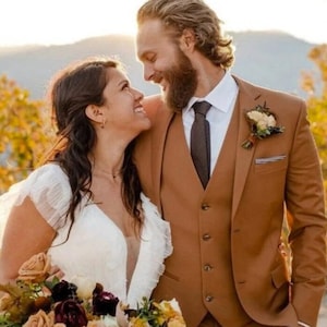 Man suit-rust orange 3 piece suit-dinner, summer, prom, party wear suit-wedding suit for groom & groomsmen-bespoke suit-men&#39;s rust suits