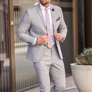Man 2 Piece Grey Suit Wedding Suit Dinner Suit Formal Fashion Suit Slim Fit Suit Elegant Bespoke Wear Grey Premium Stylish Suits For Him