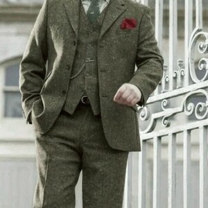 Men Olive Green Tweed Suit Beach Wedding Suit Groom Wear Suit Dinner Suit Prom Suit For Men Groomsmen Suit Gift For Him