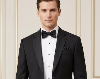 Men's Black Embroidered Blazer, 4-Way Stretch Formal Tuxedo Jacket