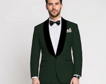 Emerald Green Tuxedo Suit, Men's Shawl Lapel 2-Piece Formal Wear
